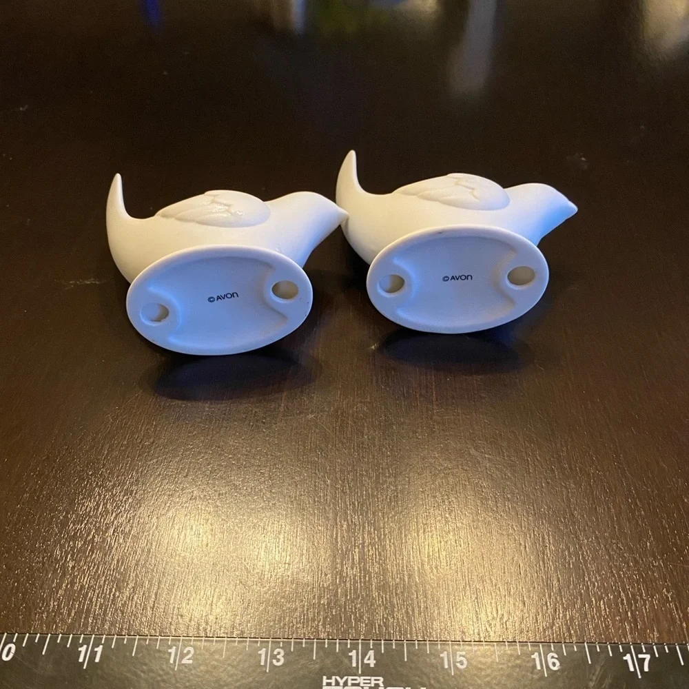 Avon Pair of White Bird Taper Vintage Candle Holders.